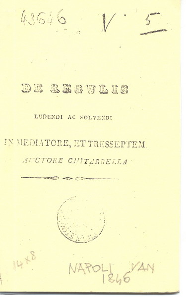 Chitarrella, Copertina del De Regulis, Napoli 1846 Ed. Van